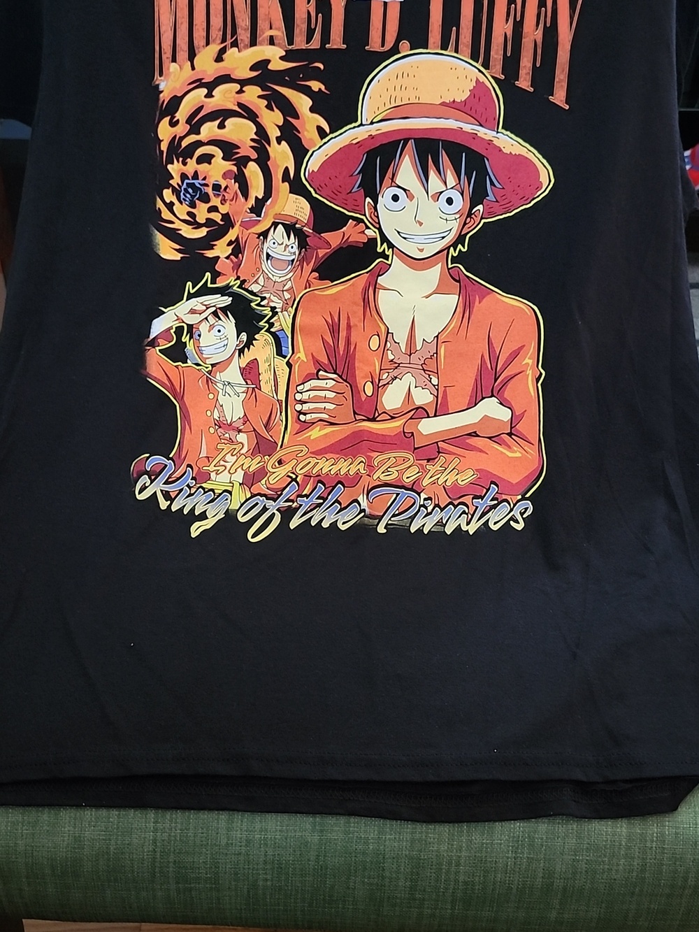 One Piece Monkey D. Luffy Graphic Tee - Black with Red & Yellow Print - Picture 2 of 3